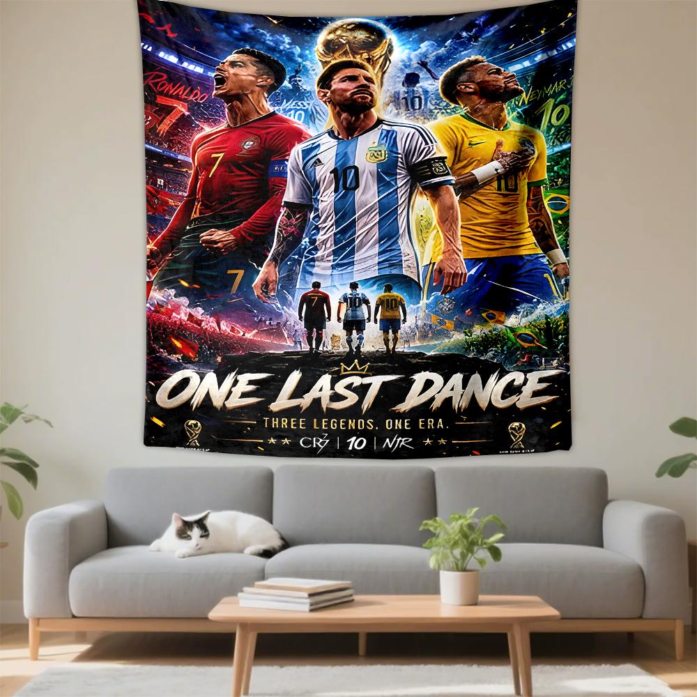 Tapestry One Last Dance Poster Ronaldo Messi Neymar Trio World Cup Trophy Stadium Crown Art