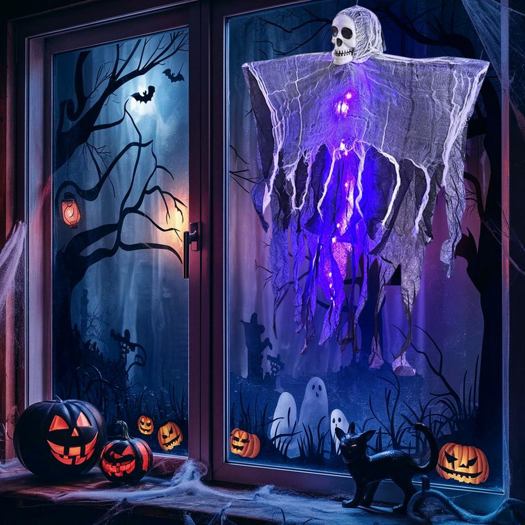 Halloween Utendørs Dekorasjon, 2-pakning Lysekrone Dekorasjonsrekvisitter, Spøkelseshus Halloween Flygende Dekorasjon Med Gårdsplass Tre Veranda Hage Part