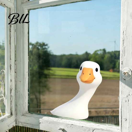 Lively Home Decoration Cartoon Big White Goose Static Sticker, Removable PVC Decorative Frosted Glass Privacy Film Decal, Creative Reusable Window for