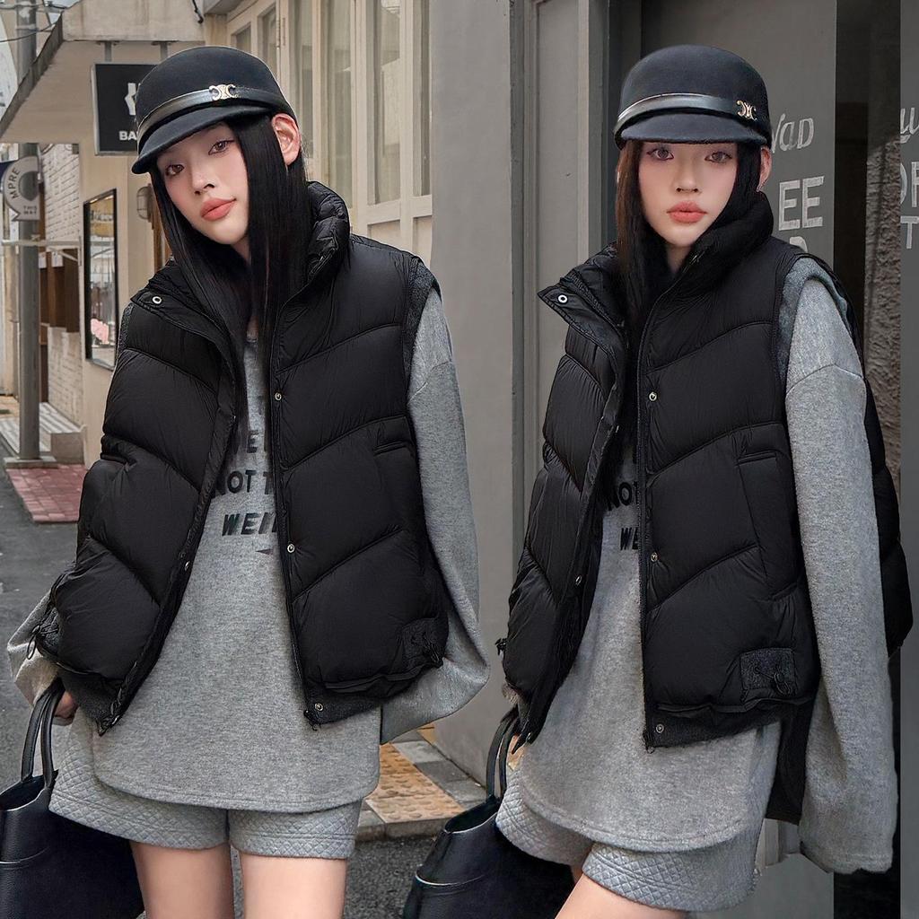 Women's Cotton Stand Collar Vest - 2026 Autumn/Winter Short Loose Fashion Gilet