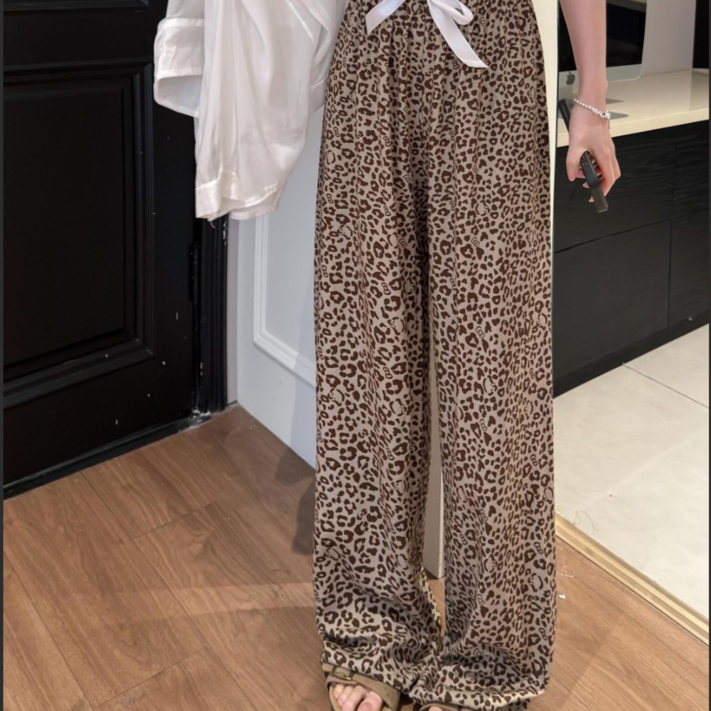 

Ice Silk Cooling Wide-Leg Women s Pants: 2026 Summer Soft Sporty Casual Lounge Pajamas M