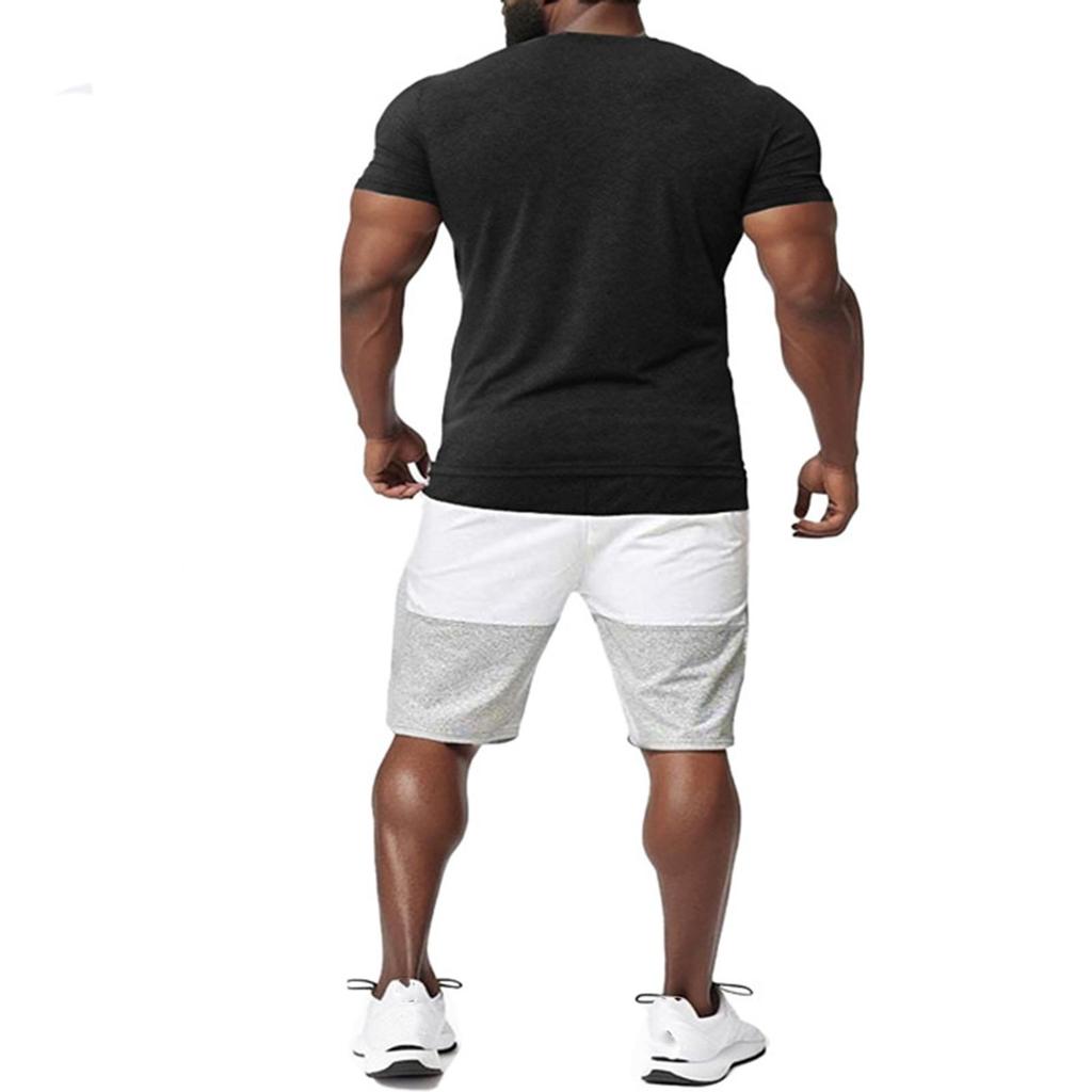 Men's Leisure Color Matching Short Sleeves Shorts Set