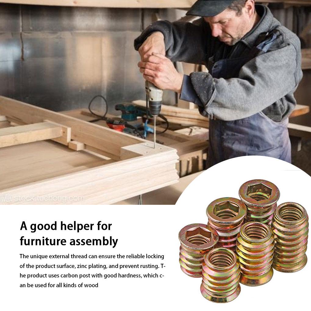 20 PCSThreaded Inserts Nuts, Wood Insert Assortment Tool Kit, M6/M8 Furniture Screw Inserts Fastener