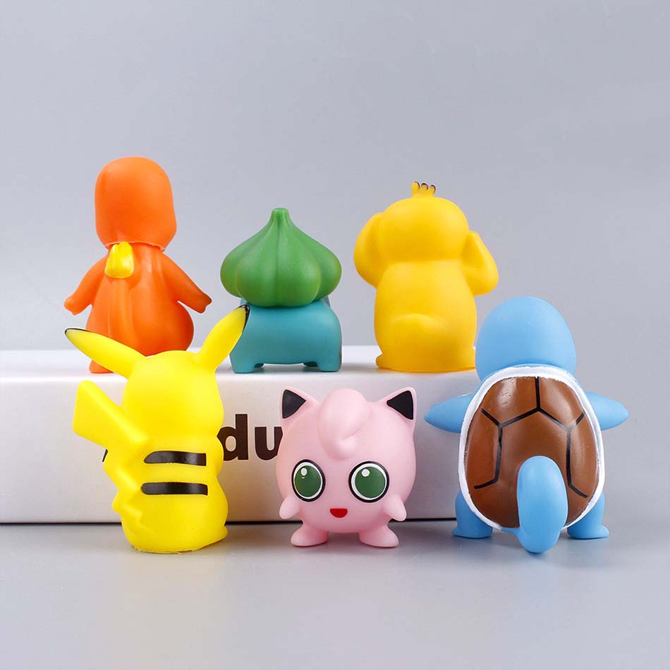 6Pcs/set Pokemon Cake Anime Figure Pikachu Party Happy Birthday Pokemon Cake Decoration Supplies Ornaments Boy Kids Gift