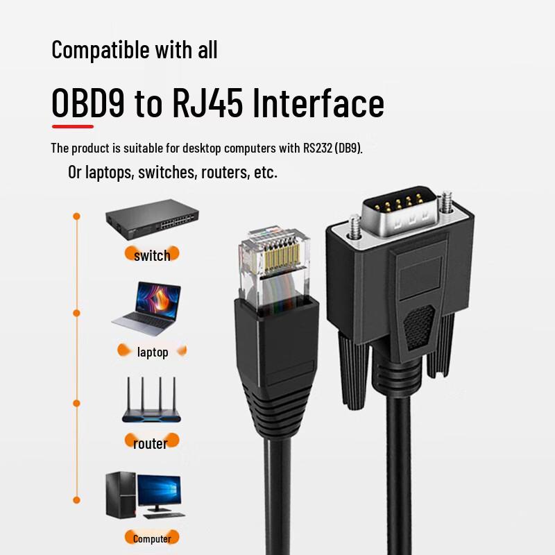 Kabel szeregowy RJ45 na DB9 żeński RS232