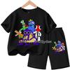 Girls Boys Summer Short Sleeve Tshirt Set Cartoon Tee Tops Game Anime Shirts Kids Rainbow T-shirt