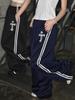 Lupeu Track Cross Jersey Wide Pants Navy