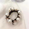 Fashion Paux Pearl Brimmed Hair Tie Glitter Rhinestone Decor Hair Rope Retro Style Scrunchies  Elastic Beaded For Women Girl