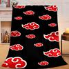 1PC Anime Red Clouds On Black Background Flannel Blanket Suitable for Both Men And Women, Soft Ideal for Beds And Sofa, Birthday Or Christmas Gift