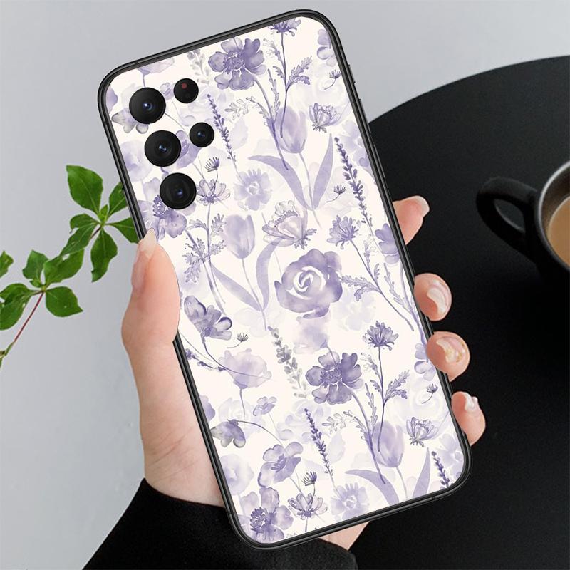 Purple Flower Phone Case For Samsung A35 A55 A54 A15 A25 A05s A05 A22 A24 A52 A33 A34 M34 M14 M54 M23