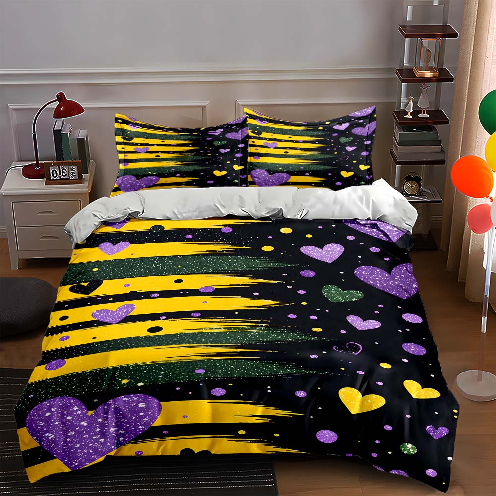 

Hearts, stripes, glitter. Bedding Duvet cover sets Duvet covers Pillowcases gifts (1 * Duvet Cover 2 * Pillowcases, without duvet insert) 135x200cm