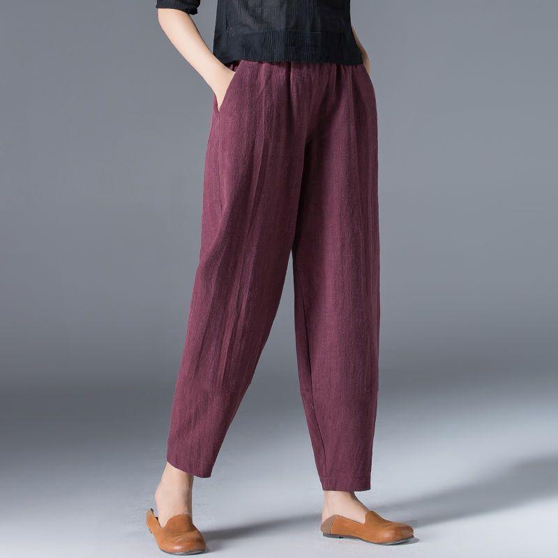 Weite Hosen Damen Lockere Übergroße Einfarbige Sommer Lässige Elastische Taille Knöchellange Hosen Damen Kleidung