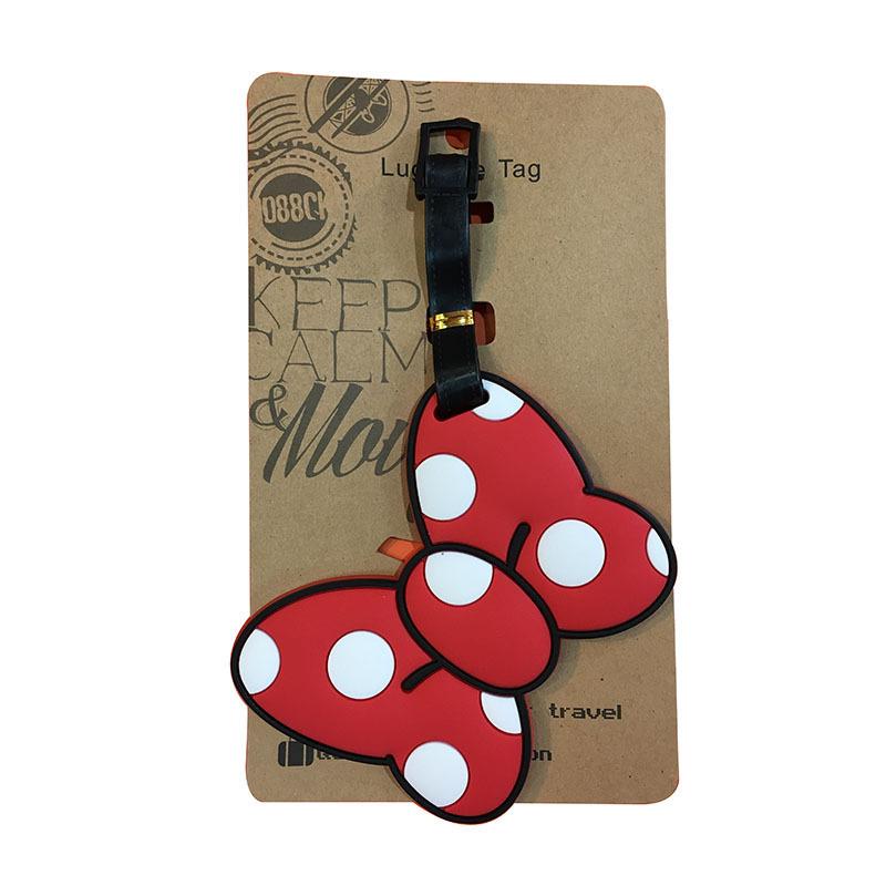 Cute Cartoon Bowknot Silicone Luggage Tag - White Palm Design