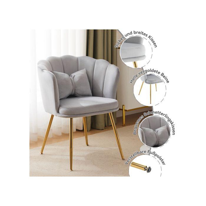 Lot De 6 Chaises De Salon Modernes En Velours Chaises De Salle De Bain, Chaises Rembourrées Avec Dossier En Forme De Pétale