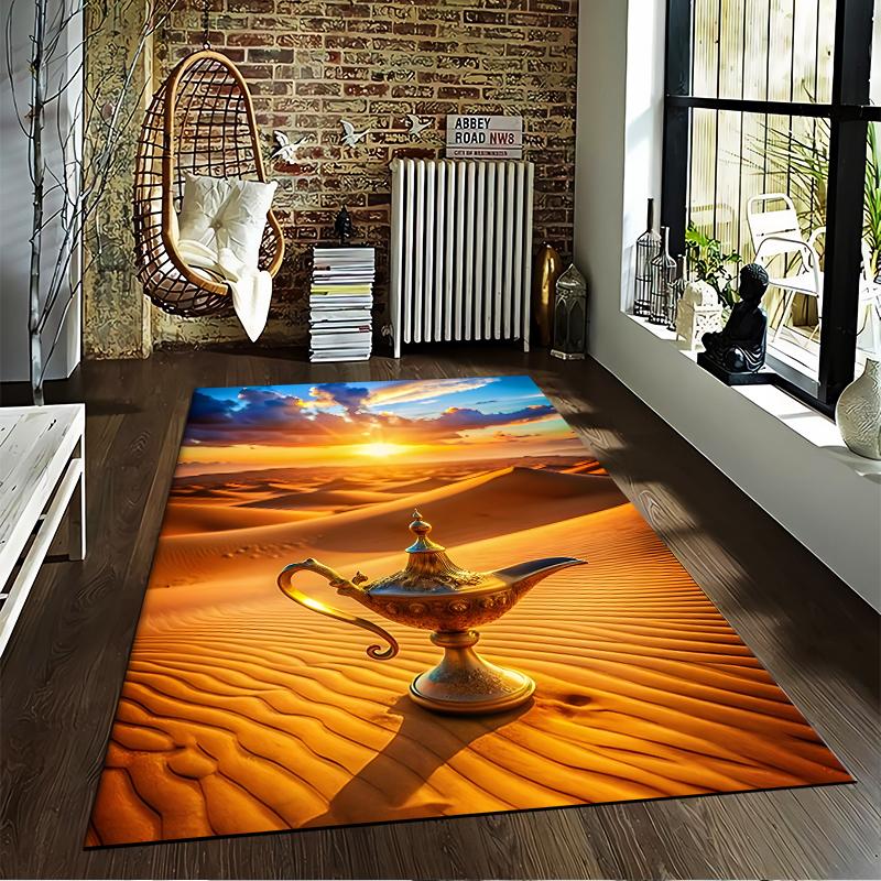 "Golden Magic Lamp Desert Sunset Carpet for Bedroom Home Decor" Suitable for use as an anti-slip for living room bedroom sofas