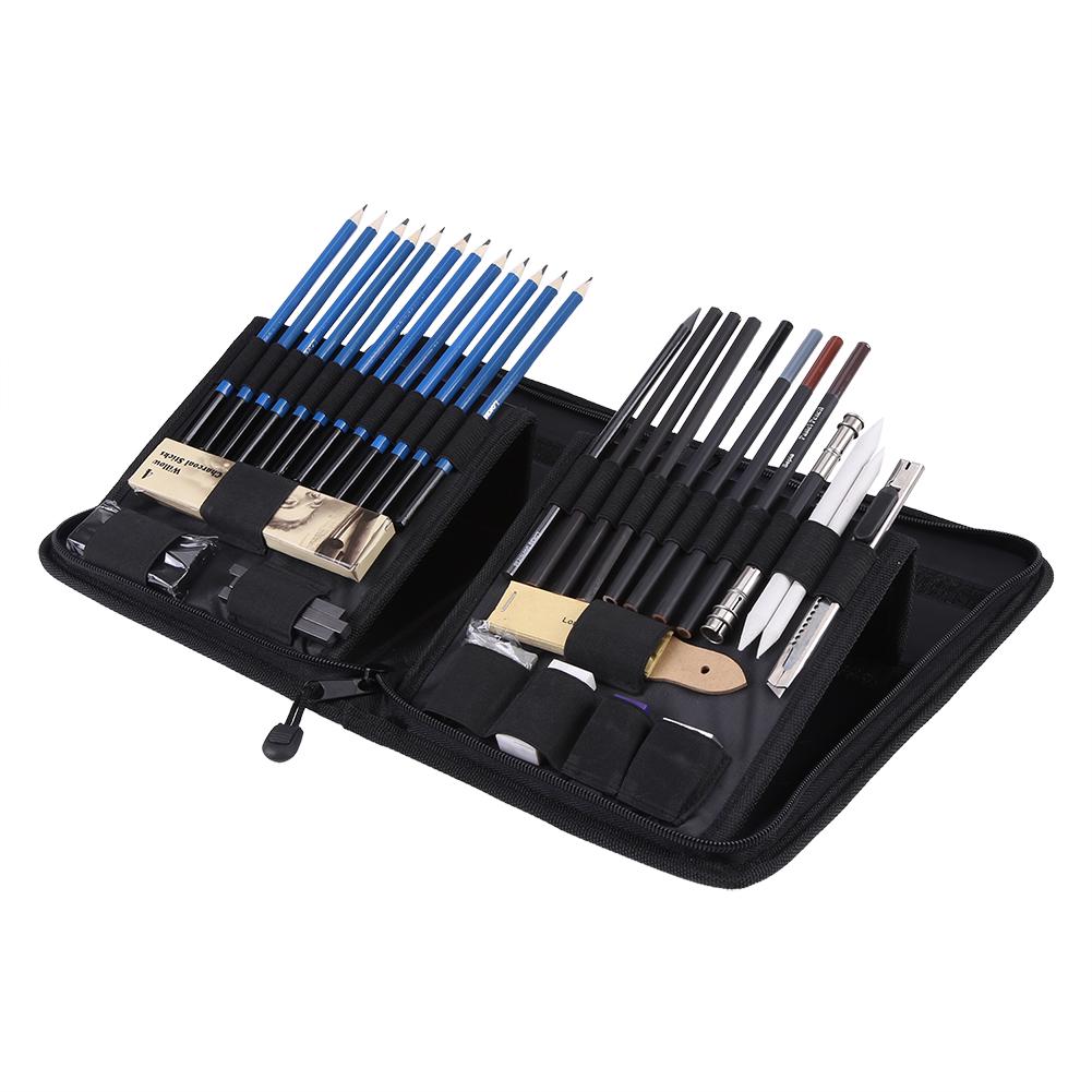 40PCS Professional Sketching Drawing Pencils Kit Set Art Supplies Students Painting Tool