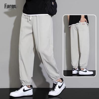 FARUISHI Men's Ice Silk Casual Quick-Dry Cropped Pants