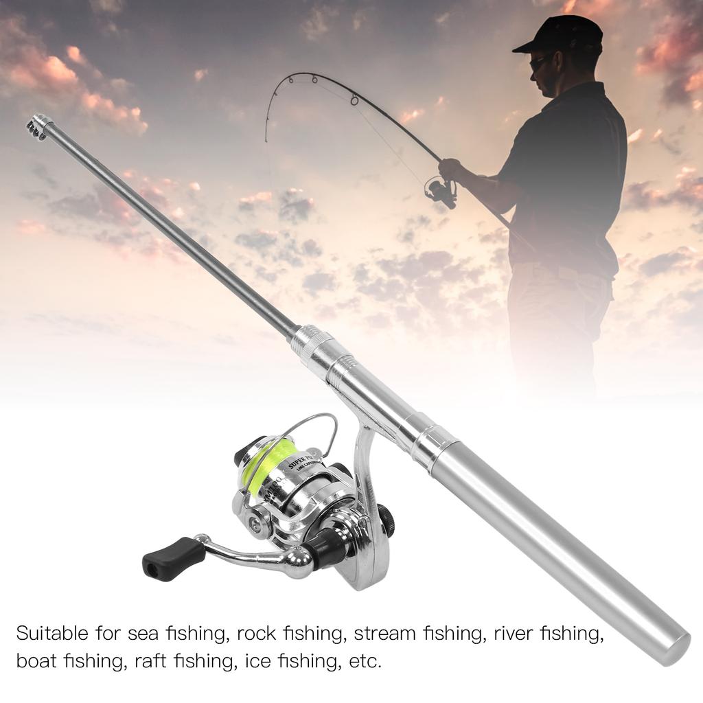 Portable   Pen Shape Fishing Rod Pole   Retractable Fishing Rod with Reel Wheel