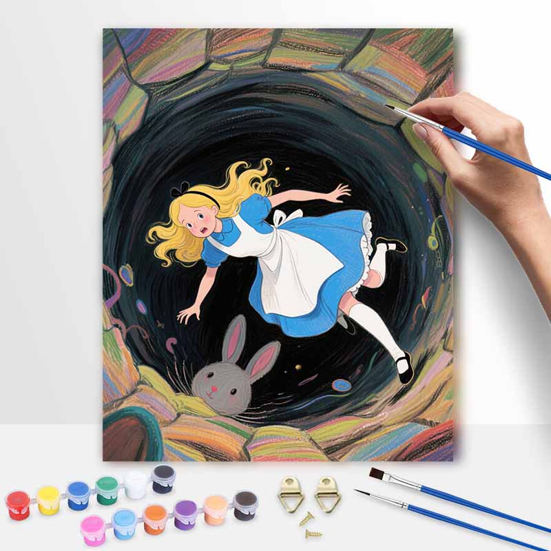 Disney Alice In Wonderland Rabbit Falling Oil Paint by Numbers Painting Kit Handmade Diy Home Decoration Gift