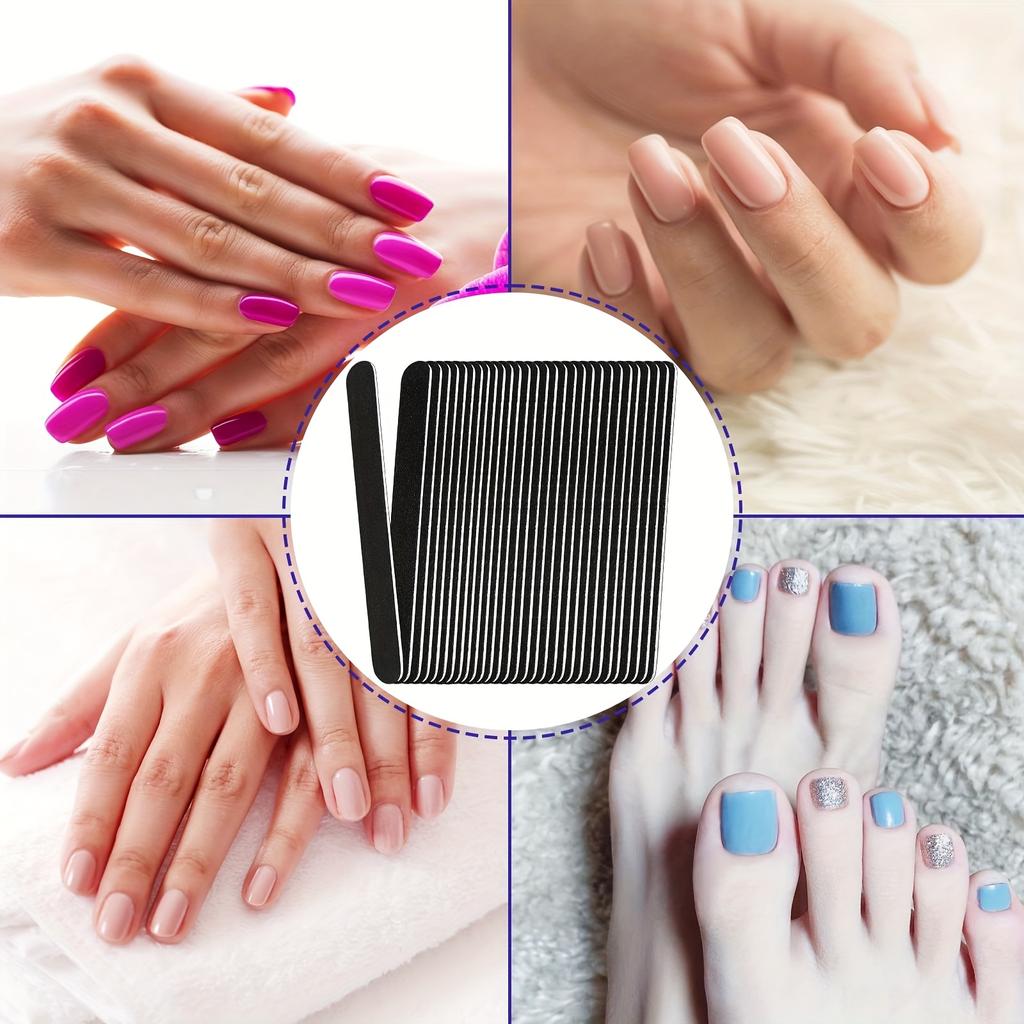 Professional Double-Sided Nail Files - Black Scrub Sheets for Manicure & Pedicure, Nail Polishing Tools, for Home & Salon Use.