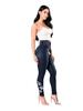Damen Low-Waist Ripped Bestickte Jeans