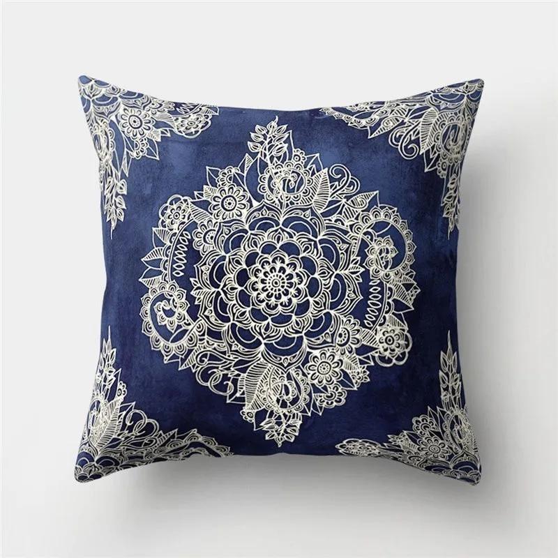Mandala Pattern Decorative Polyester Cushion Cover Sofa Decorative Pillow Cover Pillow Protectors For Sofa Car Home Decor