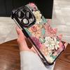 For IPhone 17 16 15 14 13 12 11 Pro Max Case Retro Peony Flower Airbag Clear Phone Cover for iPhone 17 Air 16 Plus Soft Funda