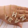 Zirkonia Vergoldete Blasen-Alphabet-Buchstabenkette Monogrammkette Ballon-Initialkette Geschenke für Frauen Mädchen