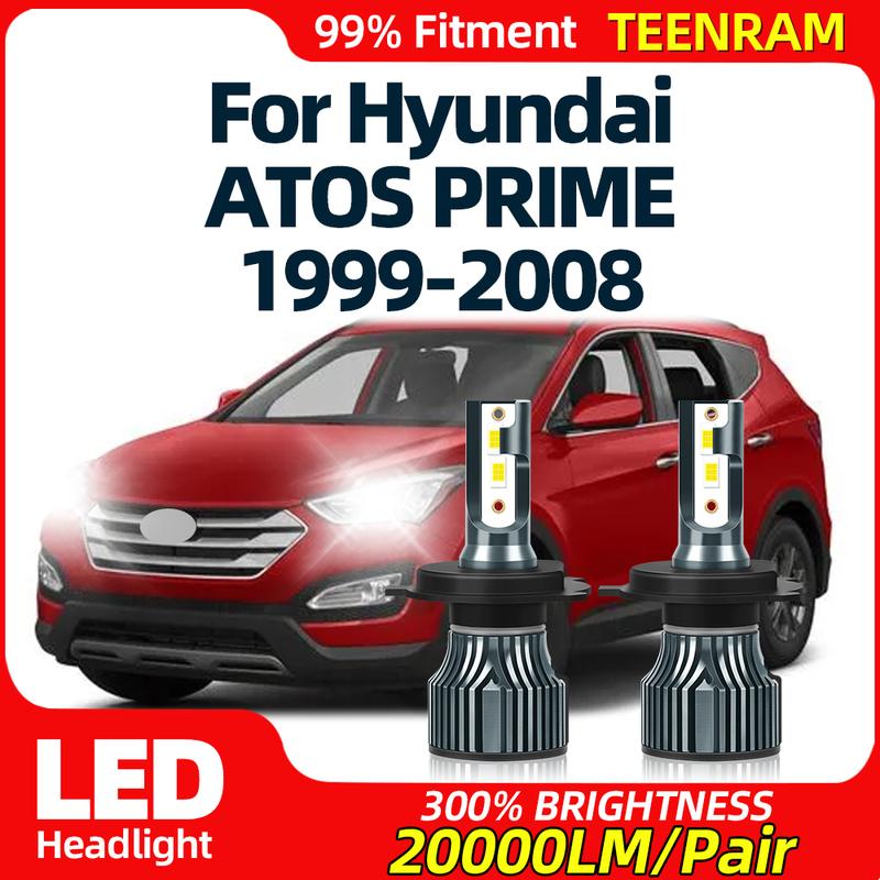 

20000LM LED Headlight Bulbs 12V 24V Canbus No Error Car Lights 6000K For Hyundai ATOS PRIME 1999-2003 2004 2005 2006 2007 2008 High Low Beam 2PCS