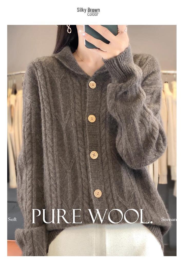 Autumn Women's 100% Wool Slim Fit Polo Collar Sweater - Trendy Long Sleeve Knitwear