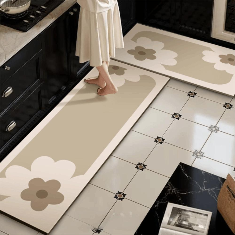 Household Geometry Pattern Kitchen Floor Mat Absorbent Extended Kitchen Carpet Rectangular Soft Kitchen Rug Entrance Hall