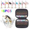 16Pcs Metal Spoon Spinner Fishing Lure Spoonbait Crankbaits Rotating Spoon Kit for Bass Pike Trout Freshwater/Saltwater Fishing