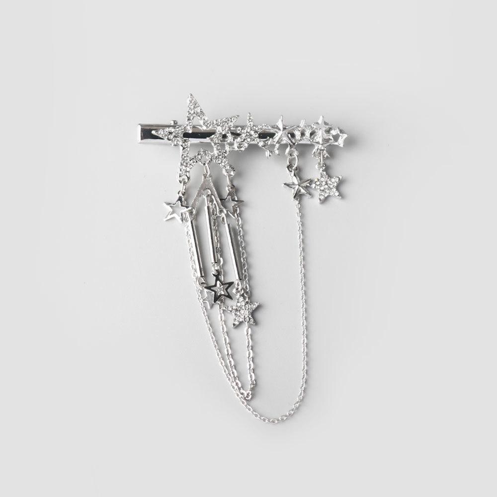 Tassel Star Hair Clip Delicate Sparkling Personality Sweet Cool Style Diamond Studded Side Clip High-end Straight Duckbill Clip