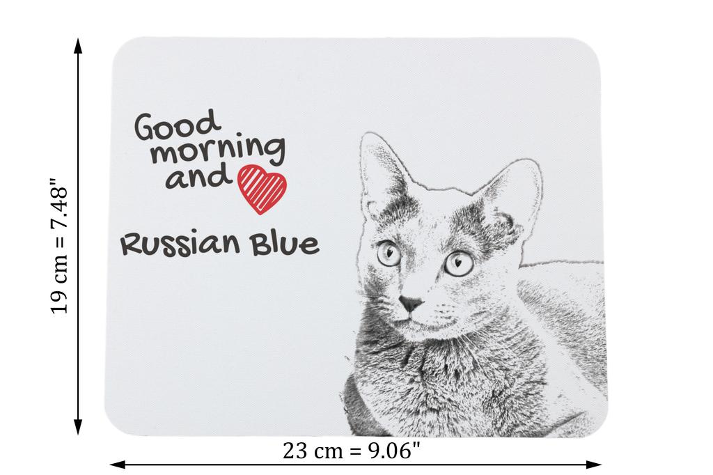 Russian Blue - Art-Dog markasından baskılı mouse pad, kişiselleştirilmiş kedi pad, ofis çalışanı için benzersiz bir alet