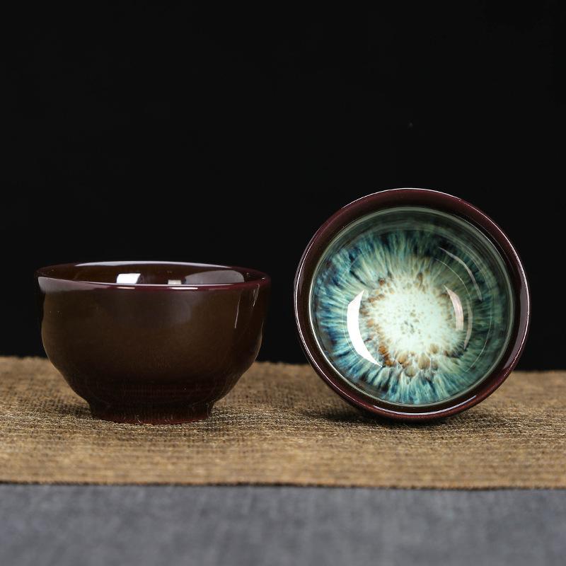 Kiln Change Tea Cup Ceramic Cups and Lanterns Kung Fu Small Tea Cups Master Cup Single Cup Jianjian Tea Set Tea Bowl Tea Cups Bucket Hats Cups