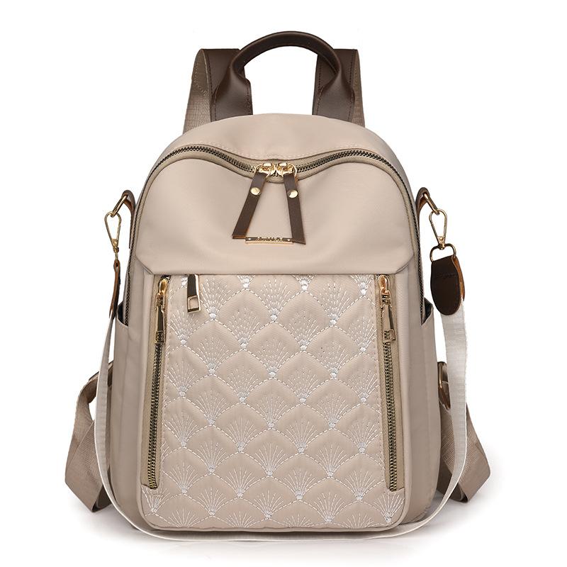 Rhombus embroidered thread backpack women's new women's backpack Korean version fashionable large-capacity anti-splashing travel backpack