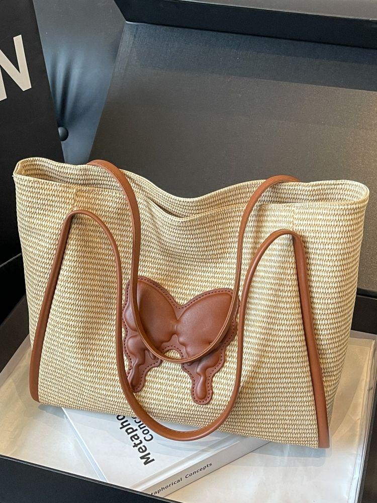 Summer Woven Bag Women's New Fashionable Large Capacity Commuting Shoulder Bag Tote Bag