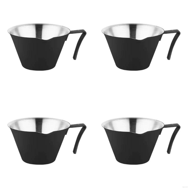 4Pcs Stainless Steels Espresso Coffee Extraction Cup with Graduated Measuring Cup Practical Ounces Cup Coffee Accessories M68E