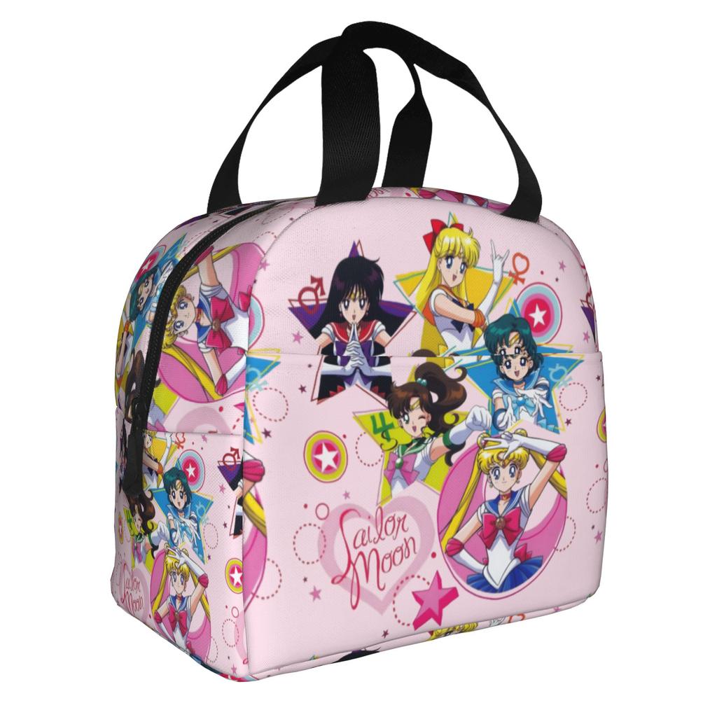 Custom Sailors Anime Moons Insulated Lunch Bags for School Office Bishoujo Portable Thermal Cooler Lunch Box Men Women