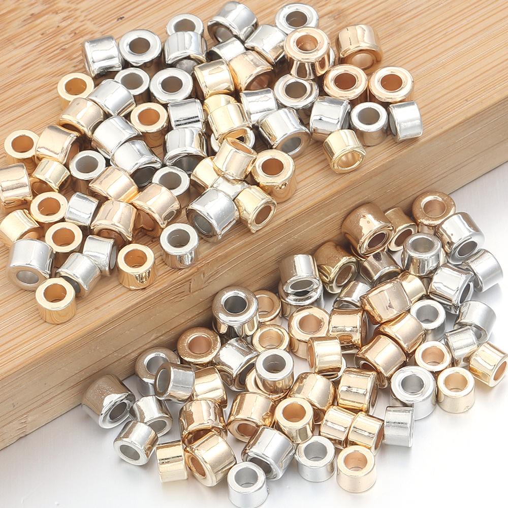 100pcs CCB Spacer Beads Cylindrical Plastic Loose Beads For Jewelry Making DIY Handmade Bracelets Necklace Accessories Wholesale