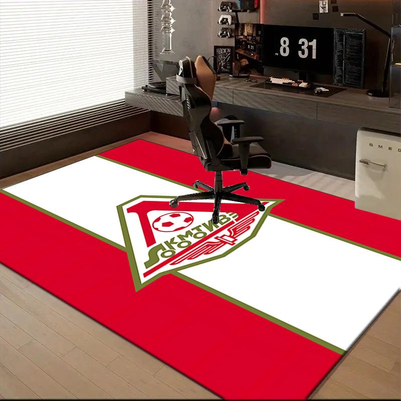 Green And Red Soccer Emblem Printed Office Carpet Chair Cushion Entryway Rug, Rugs for Living Room, Bedroom Christmas gifts