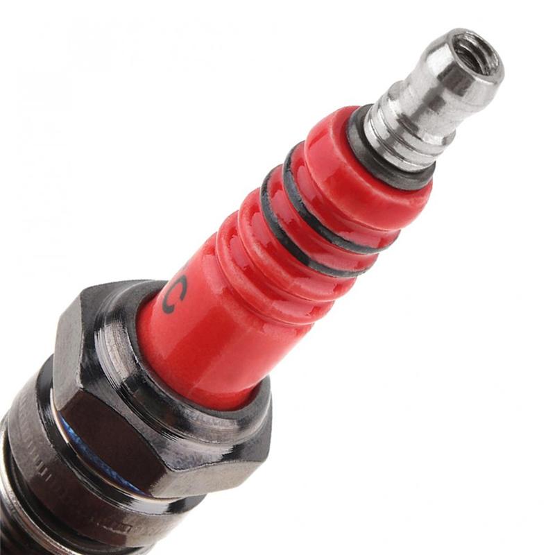 10PCS Motorcycle Spark Plugs D8TJC Multi-angle Ignition Red Head for CG 125cc 150cc 200cc 250cc Platinum Nozzles Spark Plugs