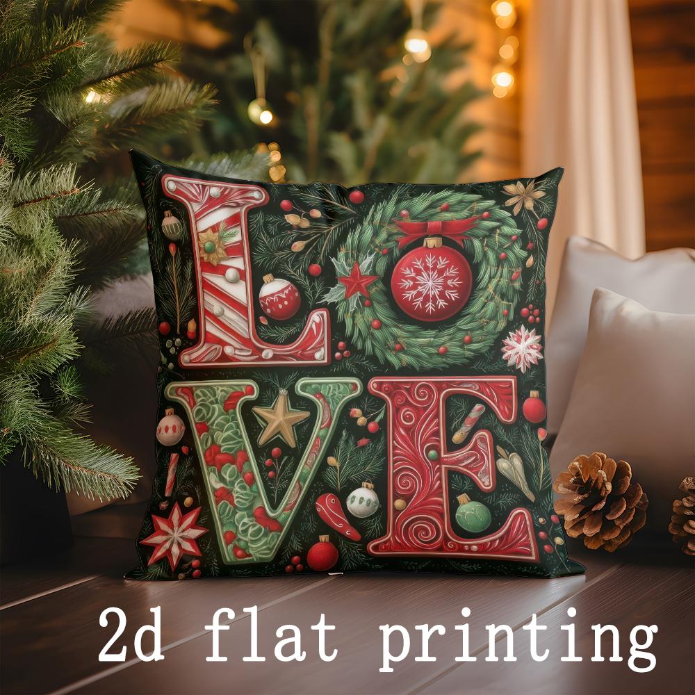 Home Decor Merry Christmas Decorative Pillow Covers Suitable For Sofa Bedroom Car Pillow Cover Cushion Rectangular Back Cushion