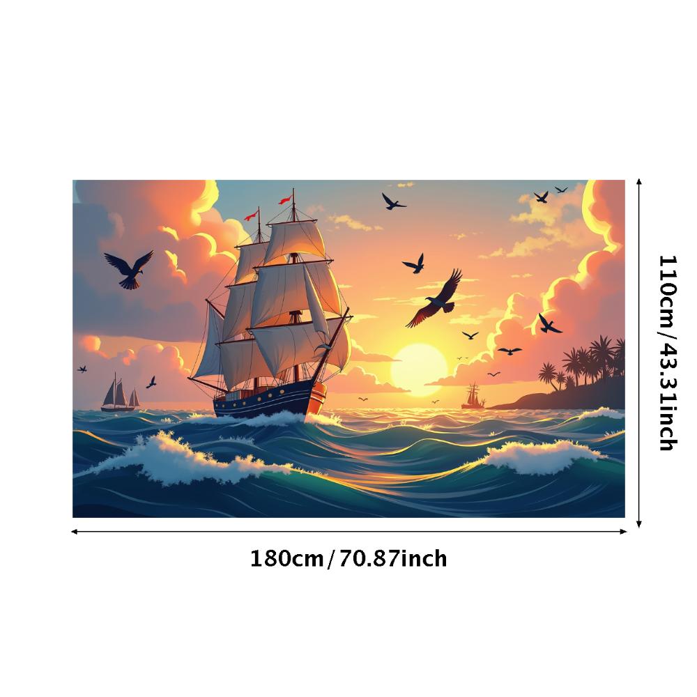 

Nautical Wall Art Aesthetic Sailing Sunset Decor Detailed Exhibit for Nautical