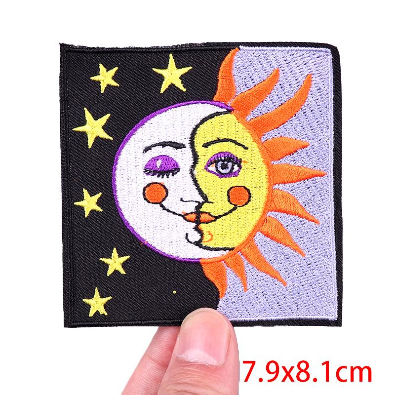 Cartoon Patch Sun Moon Embroidered Patches DIY Iron On Patches For Clothing Jackets Jenas Backpack Sew Embroidery Badges Sticker