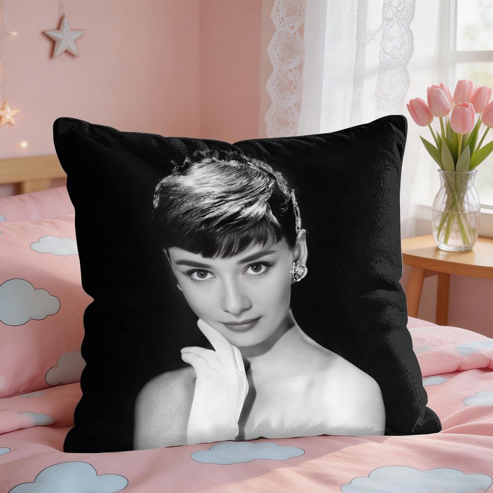 Classic AAudrey HHepburn Cushion Cover Square Short Plush Pillow Case Living Room Sofa Home Decor Funda X