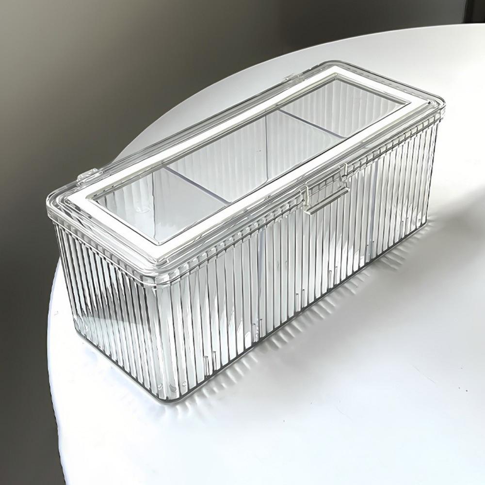Plastic Tea Bag Storage Box Transparent Dust-proof Straw Storage Box Large Capacity with Lid Cosmetic Storage Box Bedroom
