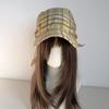 Contrasting Color Personalized Strap Cap Retro Retro Plaid Turban Hat  Sunshade Use