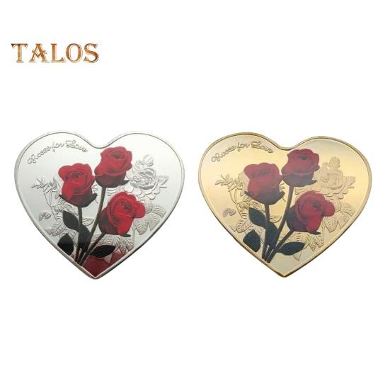 Lucky Love Commemorative Coin Creative Shape Double-sided Design Romantic Elements Valentine's Day Challenge Coin