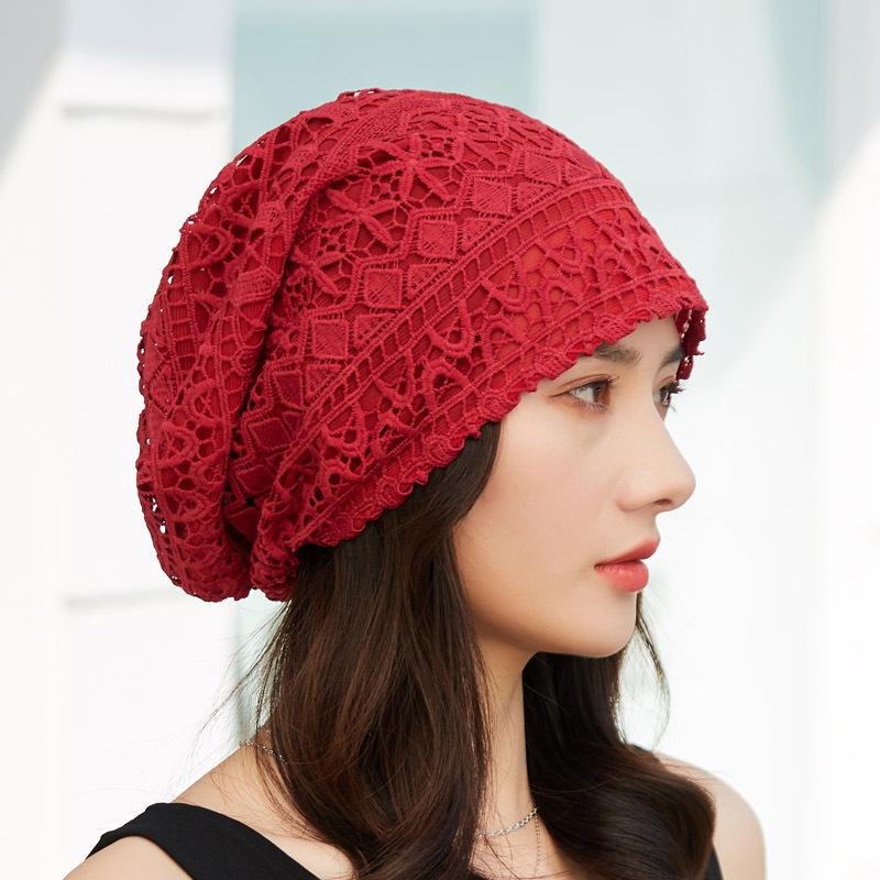 Women's Summer Lace Slouchy Hat - Breathable, Stylish, Thin White Hair Cover